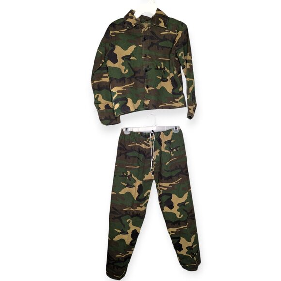 Kid's Handmade Camouflage Fatigues Long Sleeve Top & Pants Size Medium - Picture 1 of 15